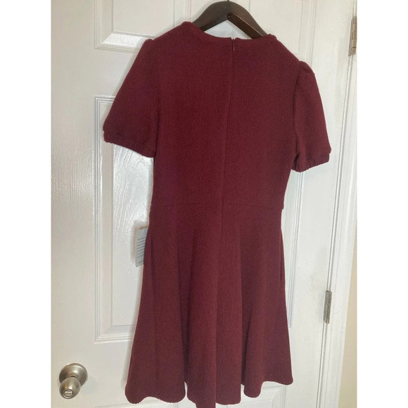 Gal Meets Glam Fit & Flare Burgundy Red Dress NWT Micro Rib Knit Short-Sleeve - Picture 13 of 16